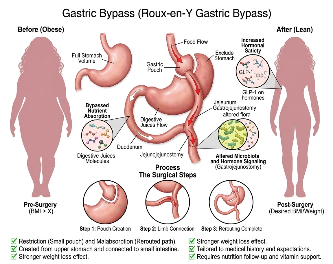 Gastric bypass surgery illustration